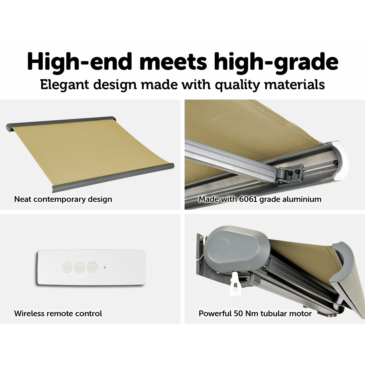 4.0m x 3.0m Retractable Folding Arm Awning Heavy Duty Full Cassette Motorised