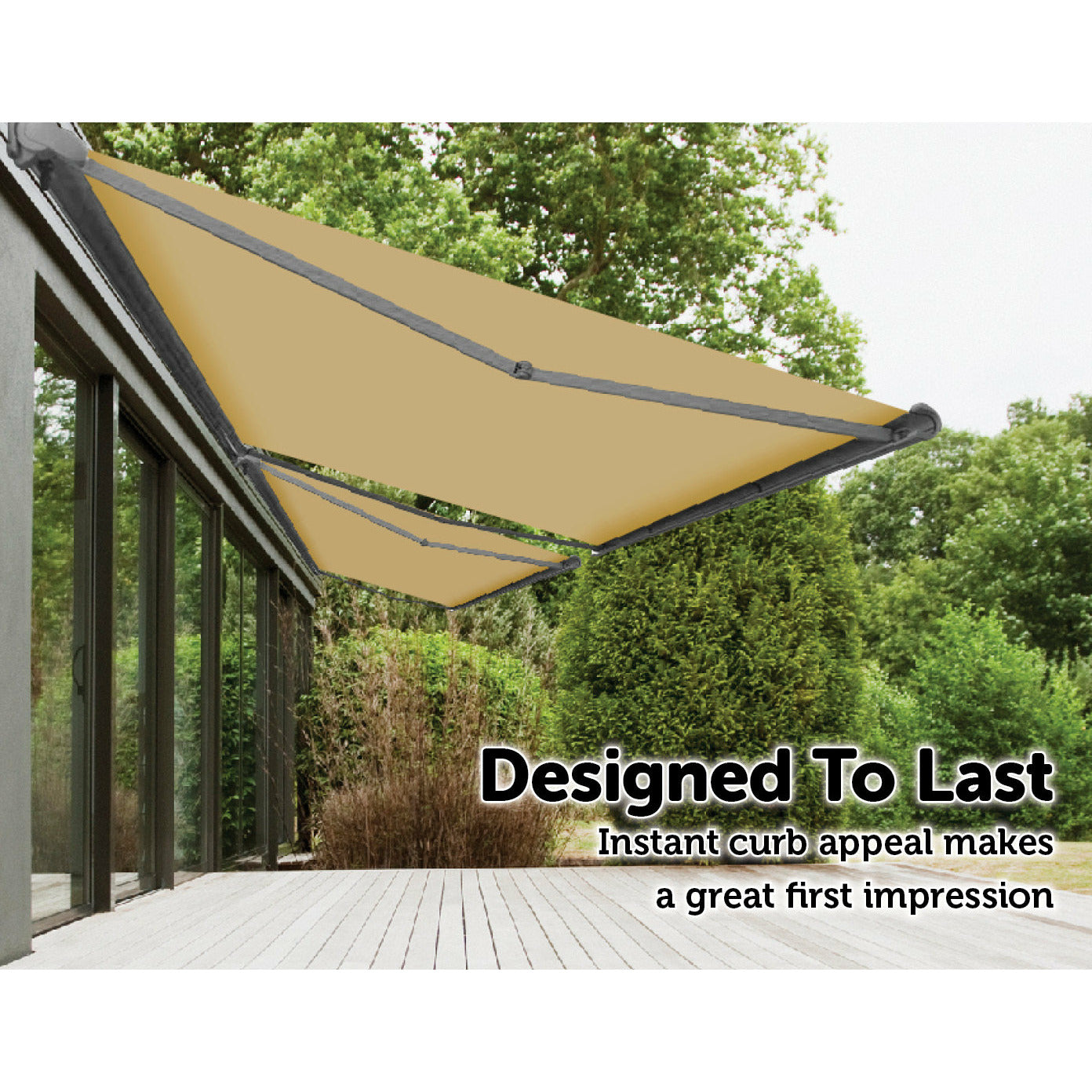 5.0m x 3.0m Retractable Folding Arm Awning Heavy Duty Full Cassette Motorised