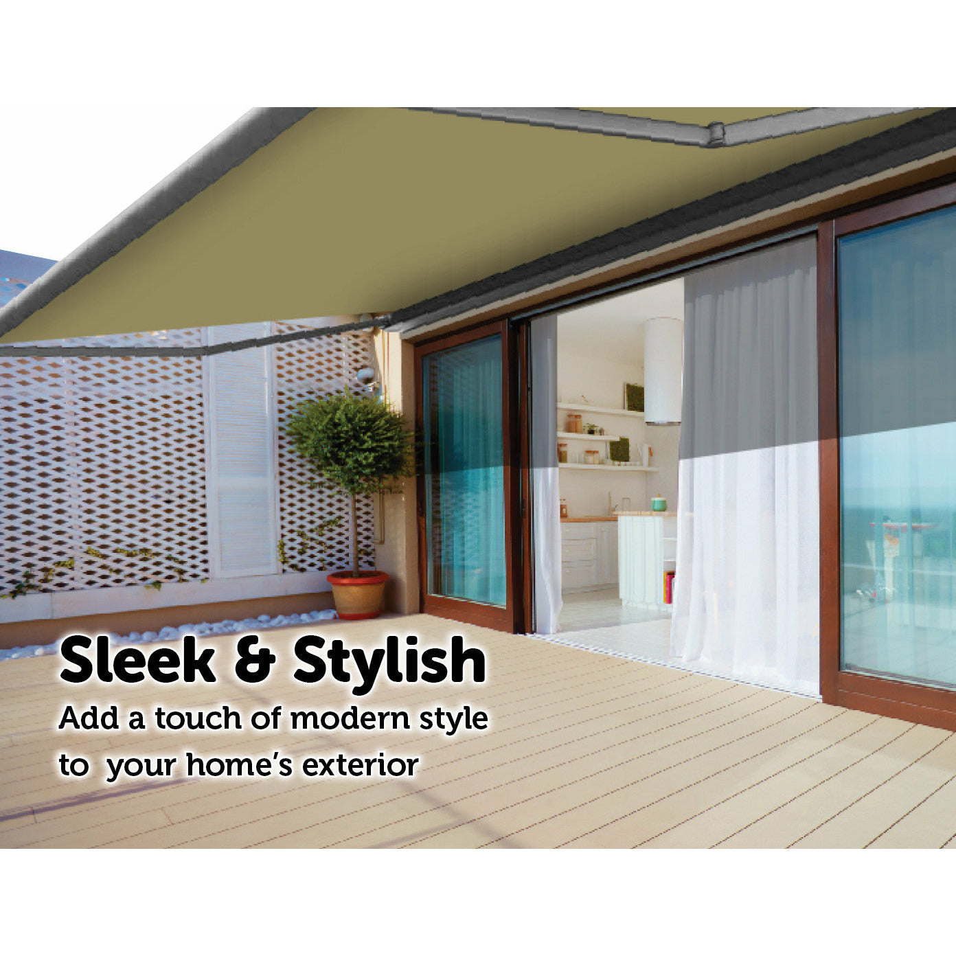 5.0m x 3.0m Retractable Folding Arm Awning Heavy Duty Full Cassette Motorised