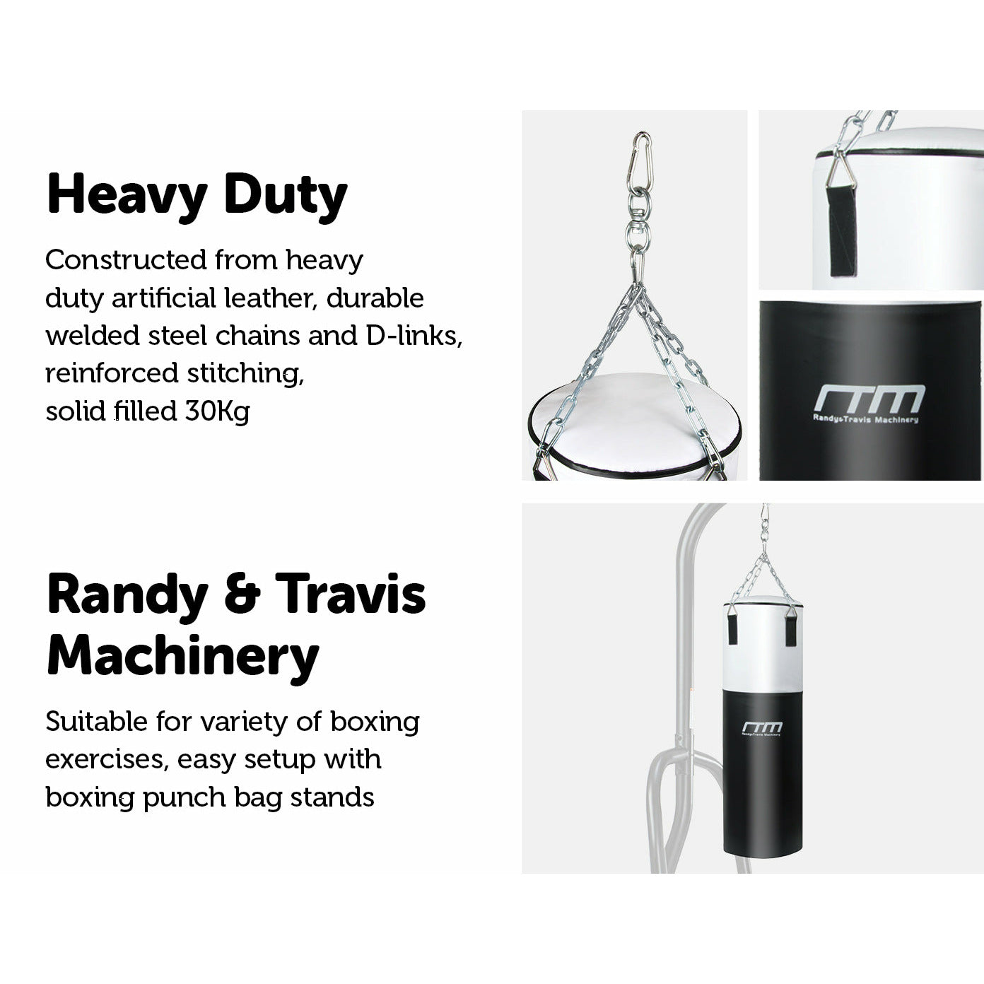 30kg Heavy Duty Boxing Punching Bag Solid Filled