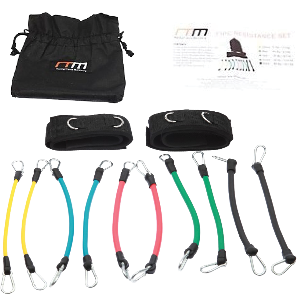 13PC Kinetic Fitness Exercise Resistance Leg Bands Tubes Set