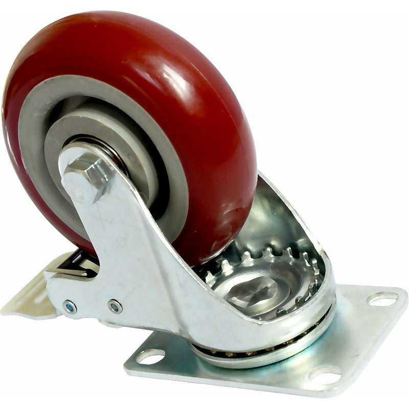 4 x 4" Heavy Duty PU Swivel Castor Wheels With Brake