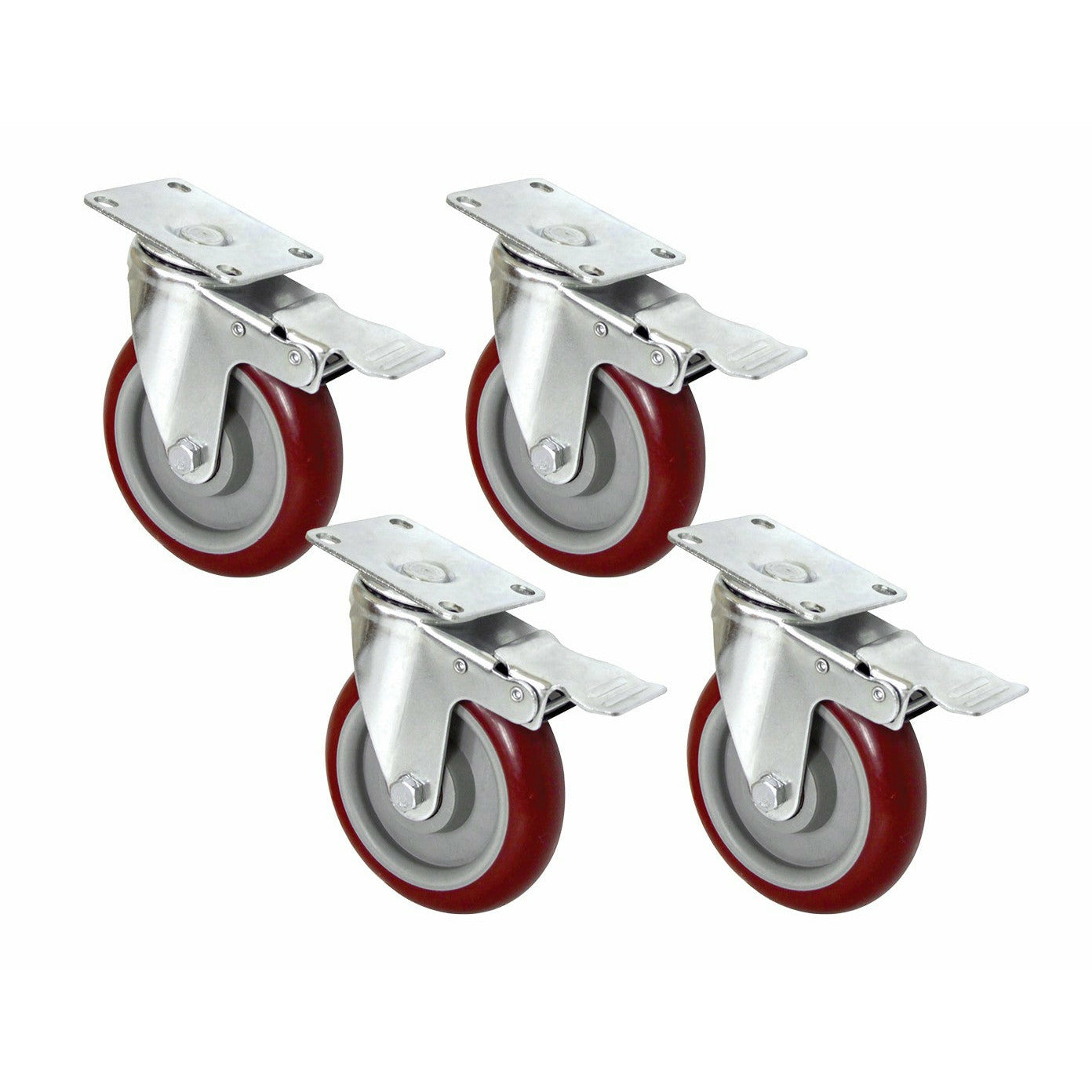 4 X 5" Heavy Duty 400kg Swivel Castor Wheels Trolley Furniture Caster All Brake