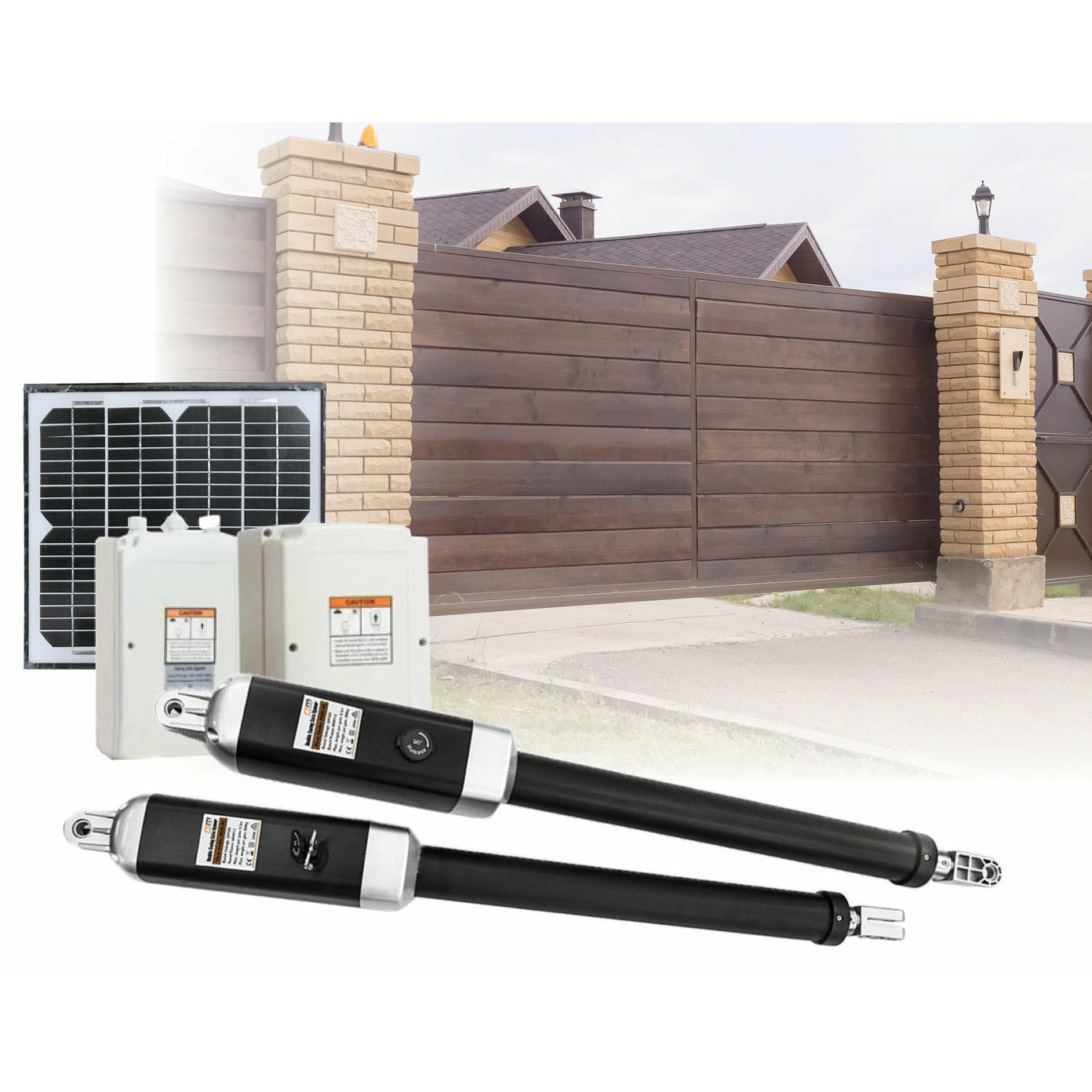 1000KG 10W Solar Double Swing Auto Motor Remote Gate Opener