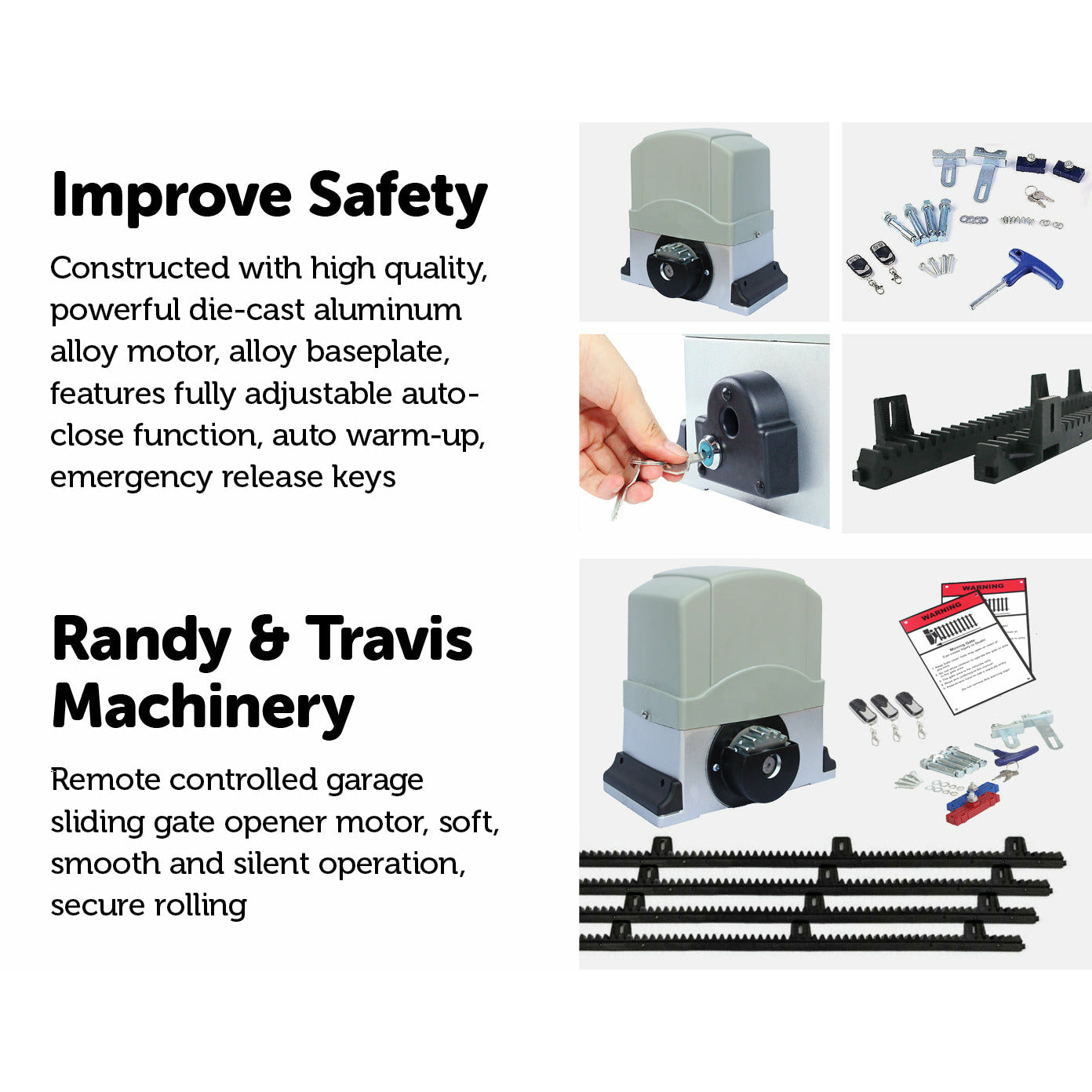 1800KG Auto Slide Sliding Gate Opener Automatic w 4m Rail