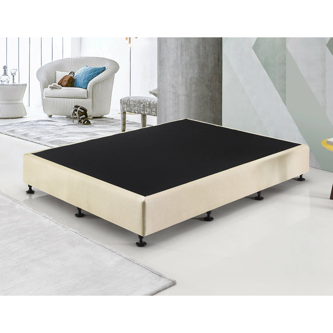 Palermo King Single Ensemble Bed Base Platinum Natural Sand Linen Fabric