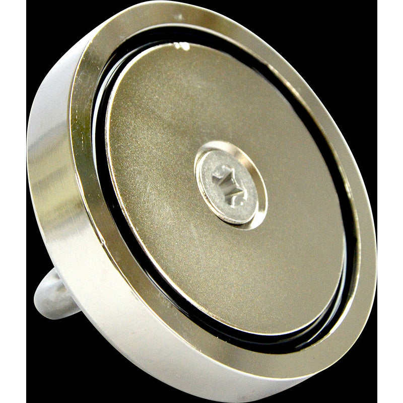 Round Neodymium Fishing Magnet with Countersunk Hole and Eyebolt, 500 LBS pull