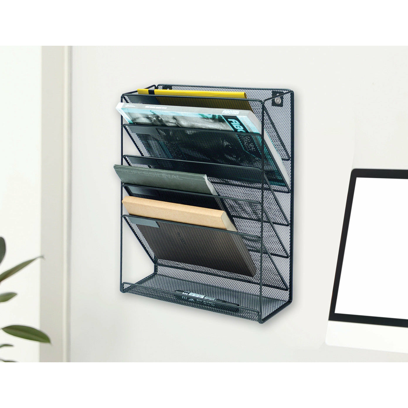 Wall Mount 6 Pocket Hanging File Sorter Organizer Folder Holder Rack Storage