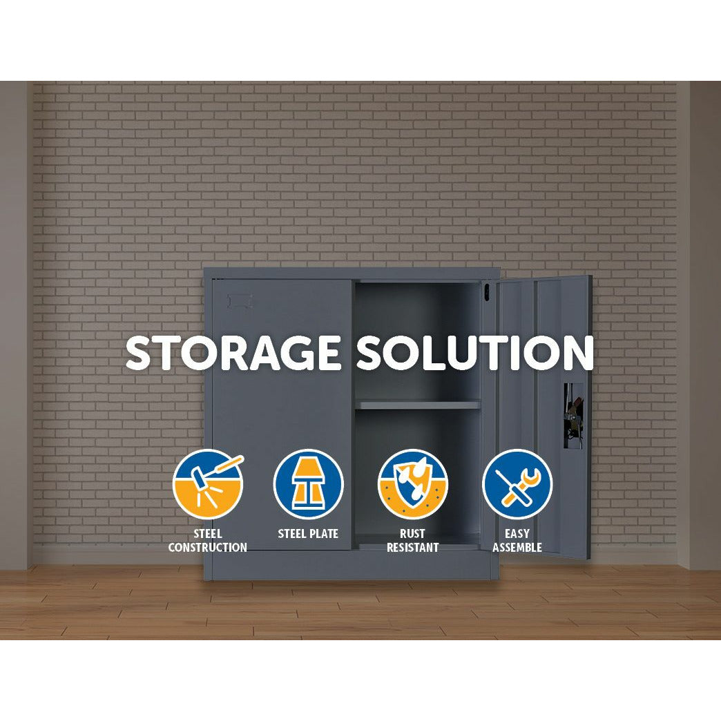 Two-Door Shelf Office Gym Filing Storage Locker Cabinet Safe