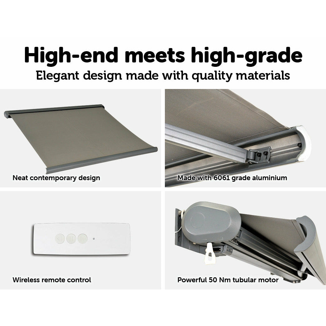 5.0m x 3.0m Retractable Folding Arm Awning Heavy Duty Full Cassette Motorised