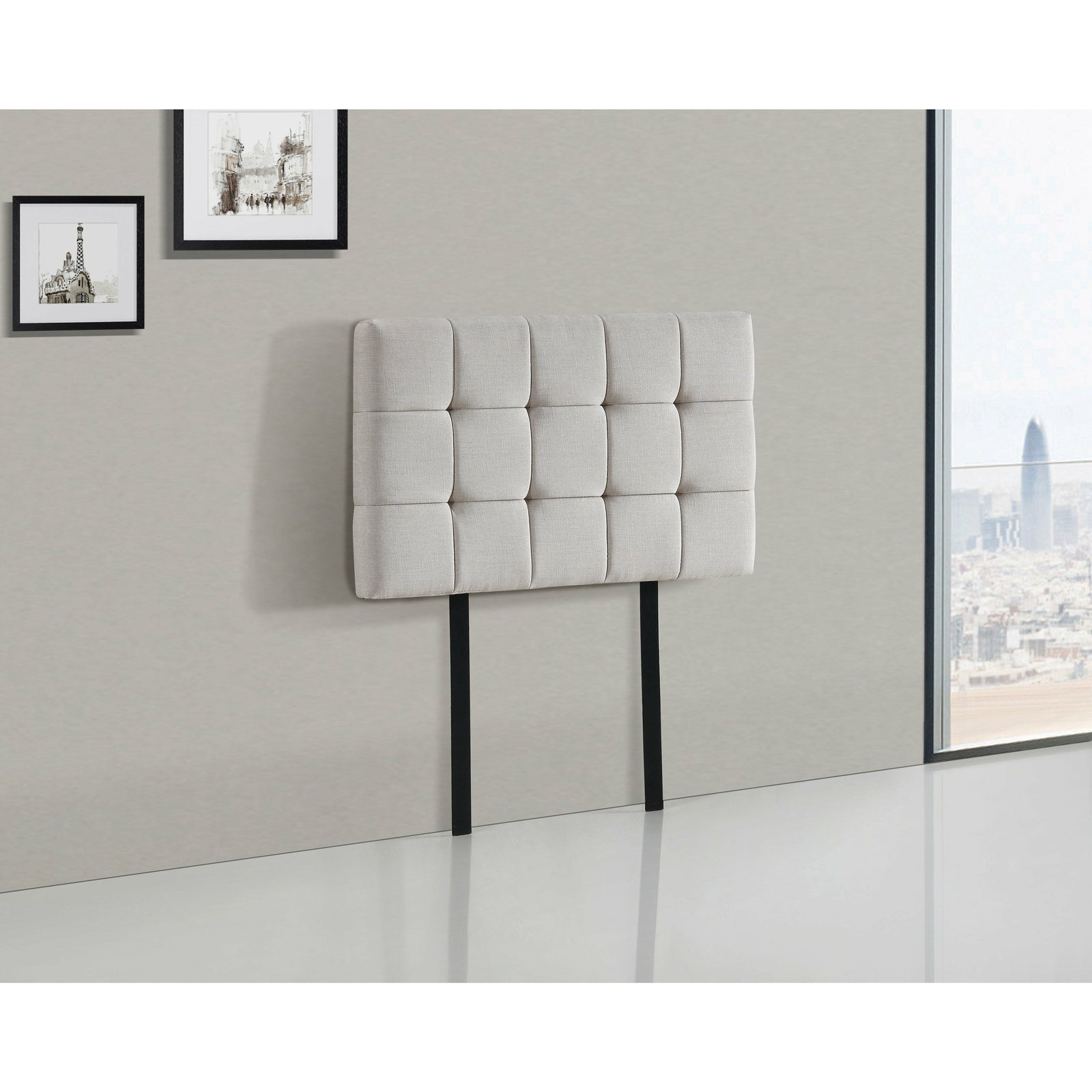 Linen Fabric Single Bed Deluxe Headboard Bedhead - Beige