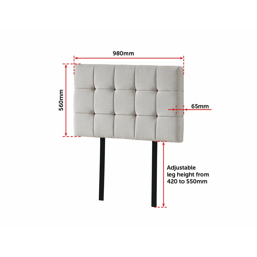 Linen Fabric Single Bed Deluxe Headboard Bedhead - Beige