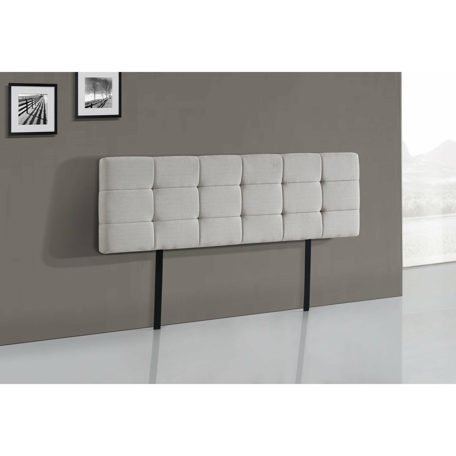 Linen Fabric King Bed Deluxe Headboard Bedhead - Beige