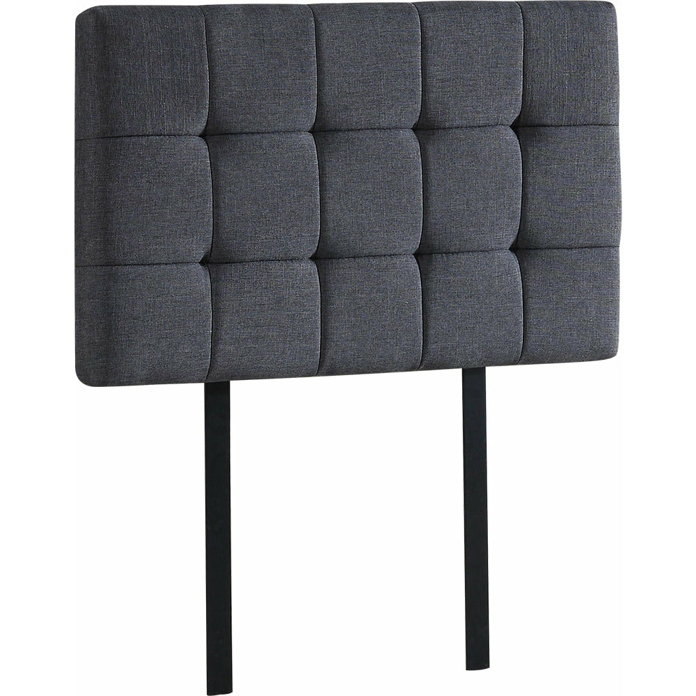 Linen Fabric Single Bed Deluxe Headboard Bedhead - Grey