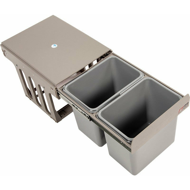 2x 15L Pull Out Trash Bin Dual Kitchen Garbage Waste Basket Cabinet Bin