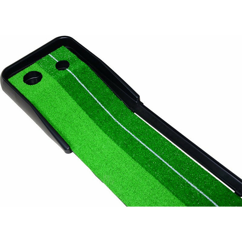 Indoor Practice Putting Green 2.5m Mat Inclined Ball Return Fake Grass 2 Holes