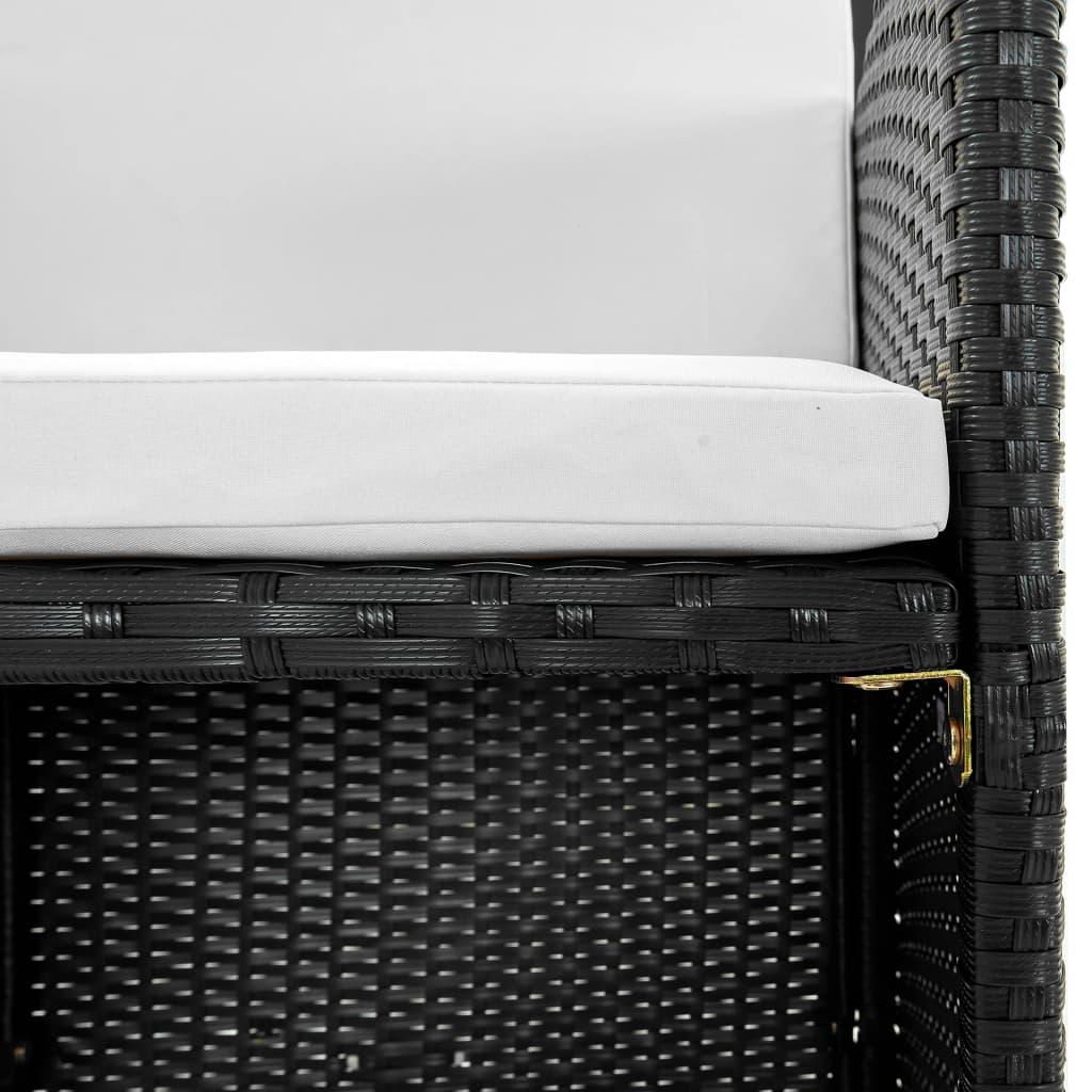 13 Piece Outdoor Dining Set with Cushions Poly Rattan Black