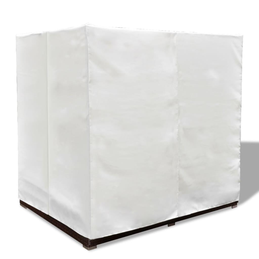 Outdoor Lounge Bed with Curtains Poly Rattan Brown