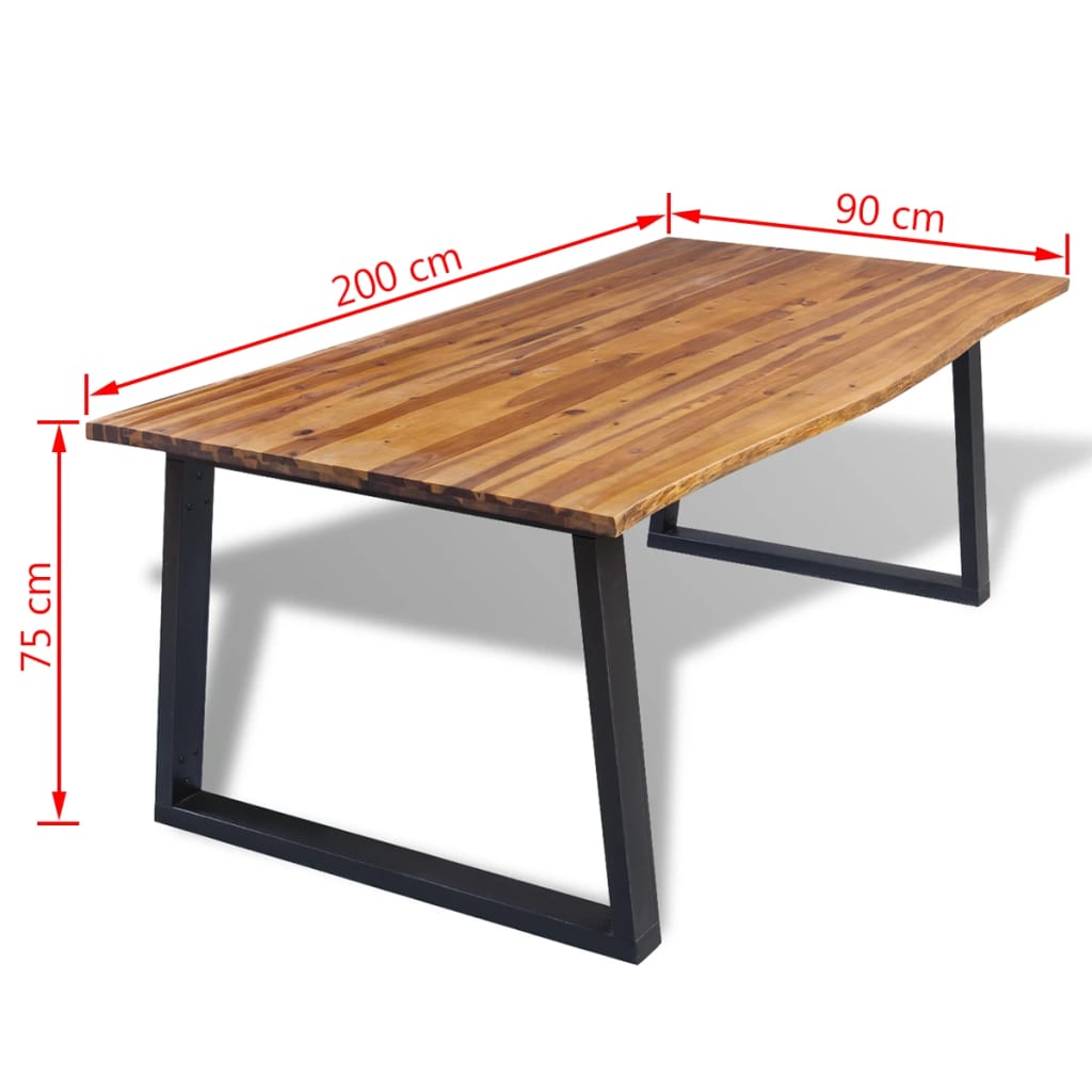 Dining Table Solid Acacia Wood 200x90x75 cm