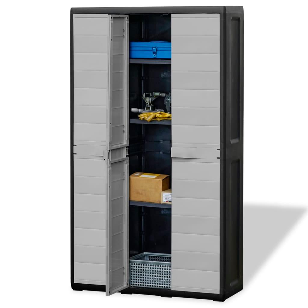 Garden Storage Cabinet with 4 Shelves Black and Grey