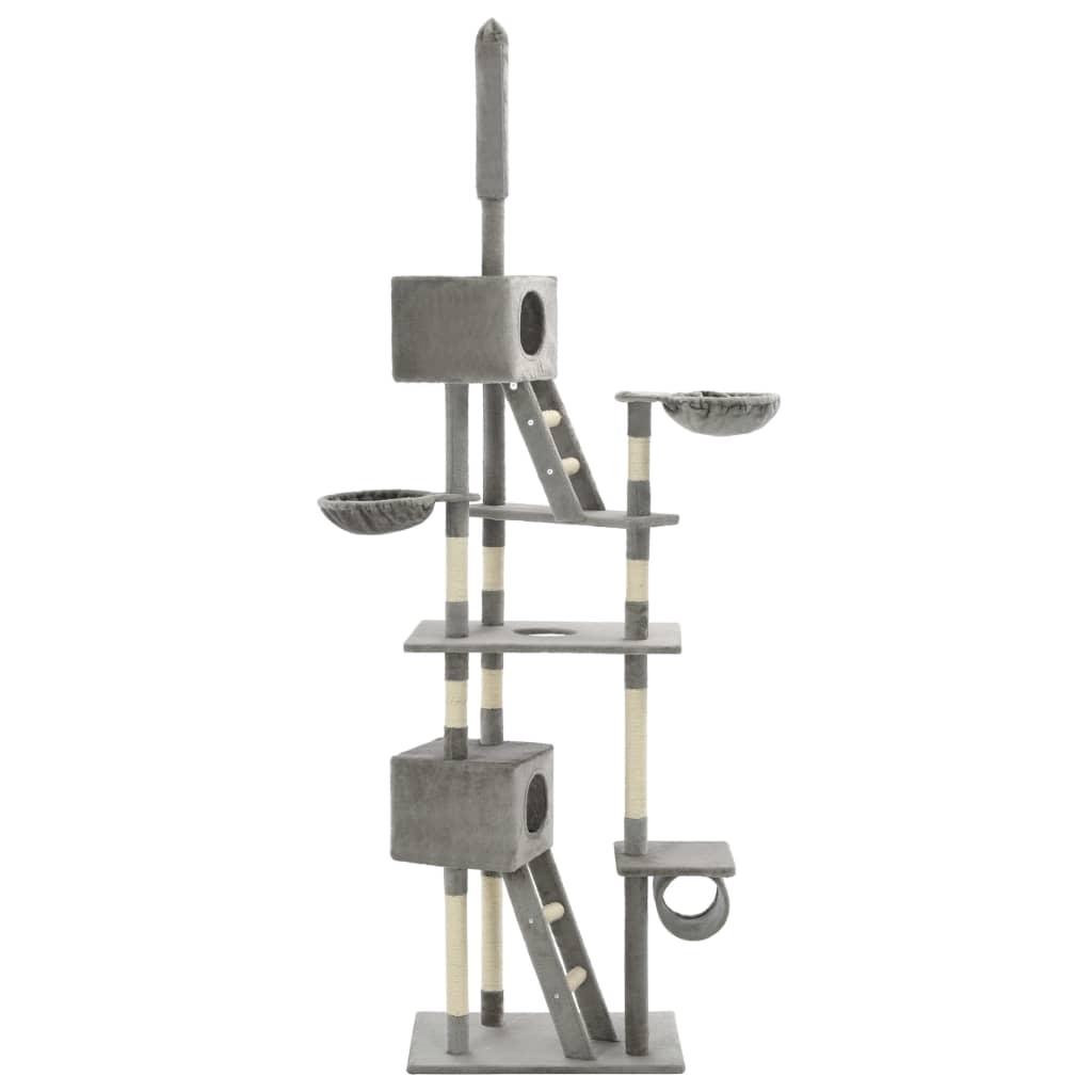 Cat Tree with Sisal Scratching Posts 230-260 cm Grey