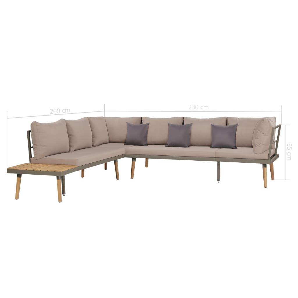 4 Piece Garden Lounge Set with Cushions Solid Acacia Wood Brown