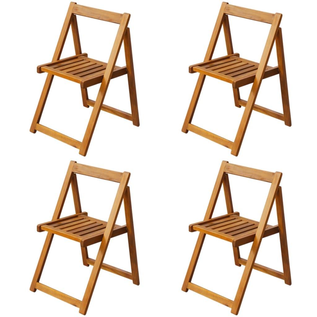 5 Piece Folding Outdoor Dining Set Solid Acacia Wood