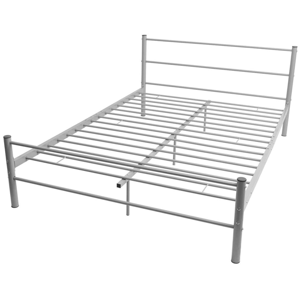 Bed Frame without Mattress Grey Metal Double Size
