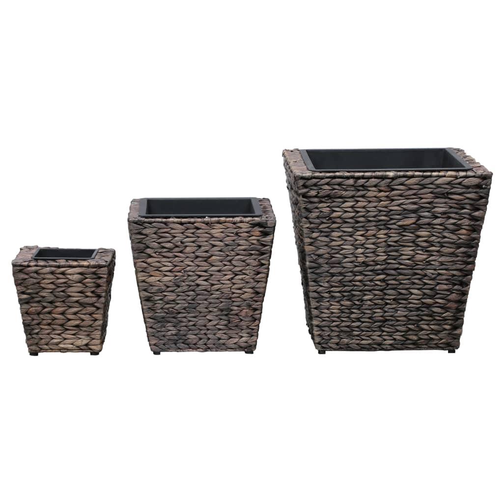 Garden Raised Beds 3 pcs Water Hyacinth Brown