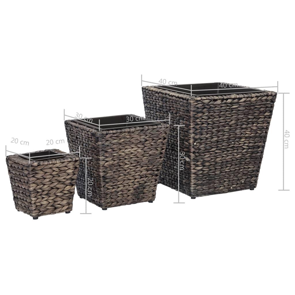 Garden Raised Beds 3 pcs Water Hyacinth Brown