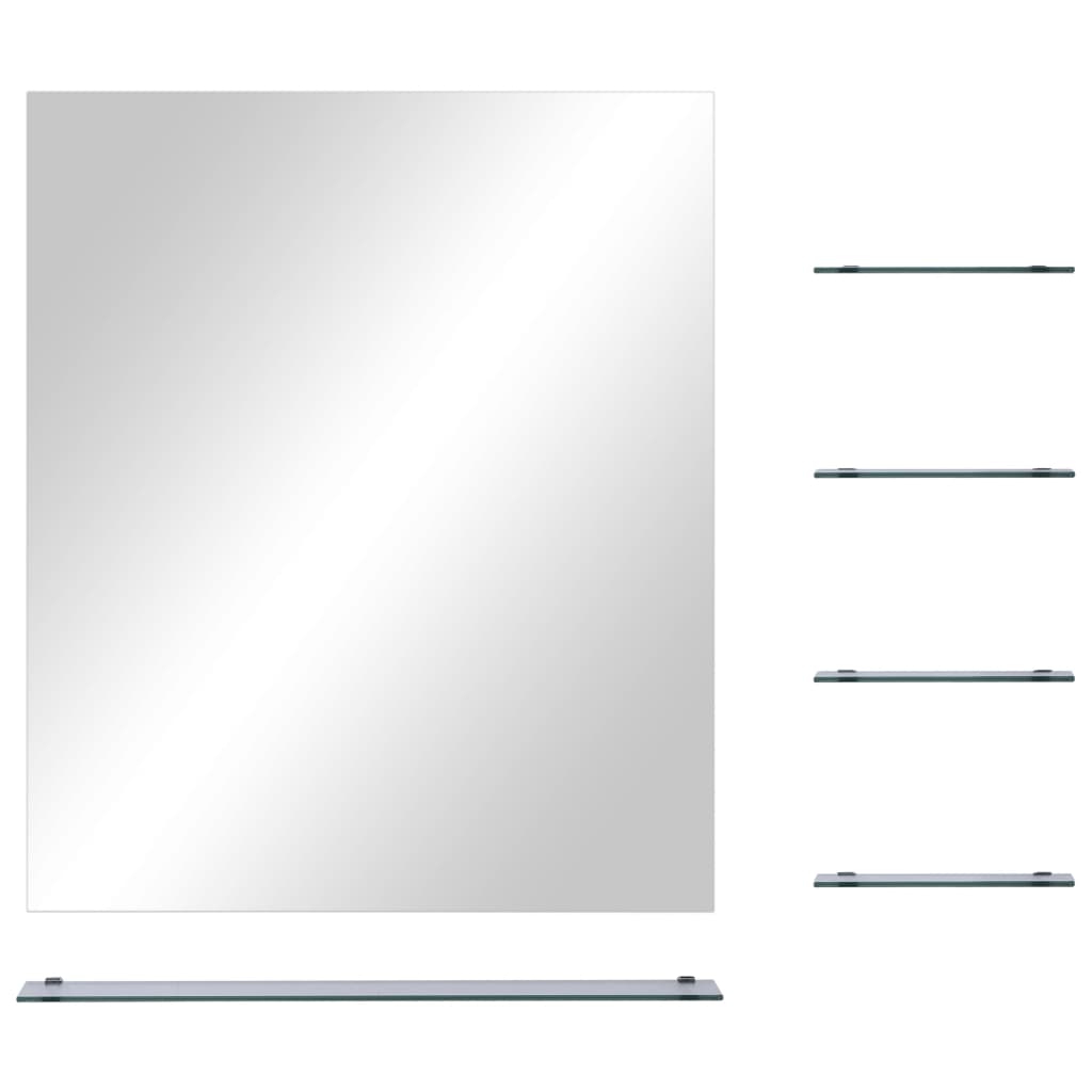 Wall Mirror with 5 Shelves Silver 50x60 cm