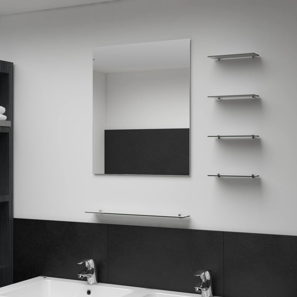 Wall Mirror with 5 Shelves Silver 50x60 cm