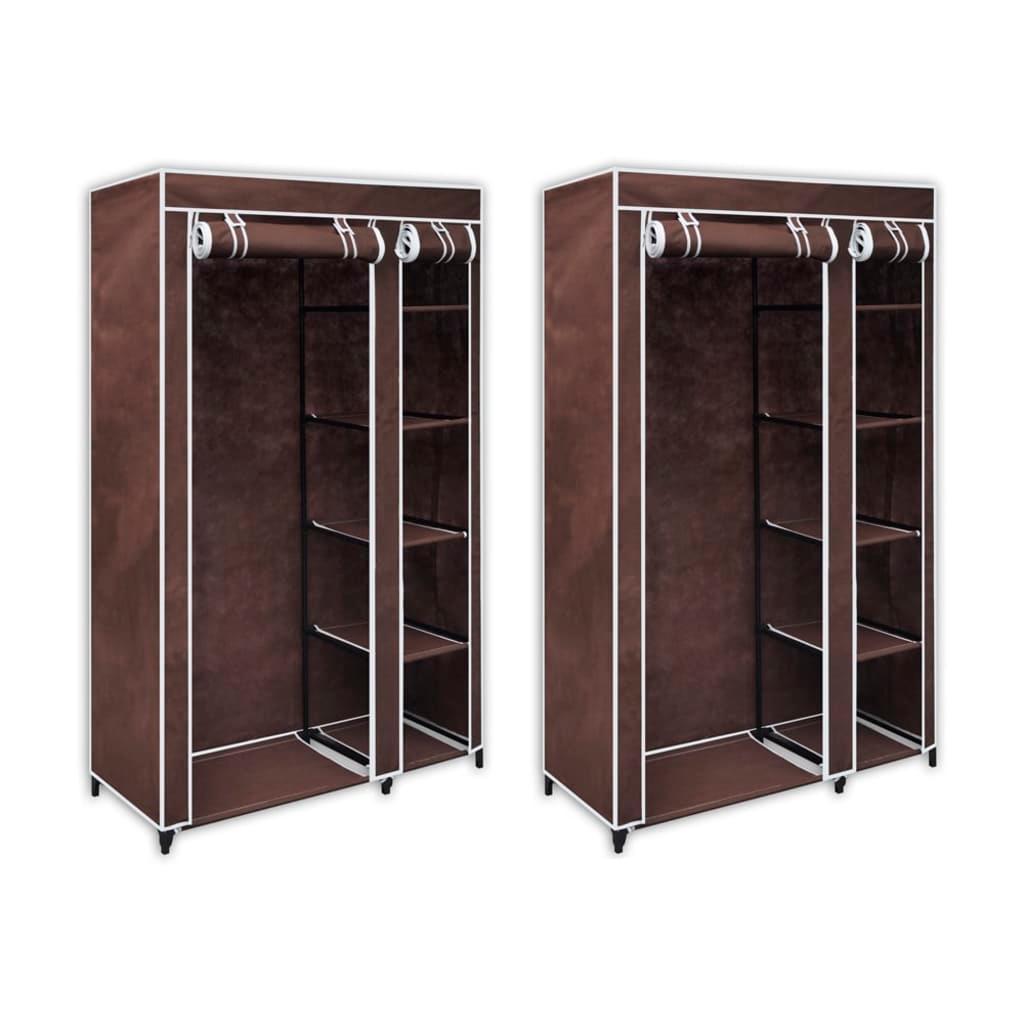 Fabric Wardrobes 2 pcs Brown