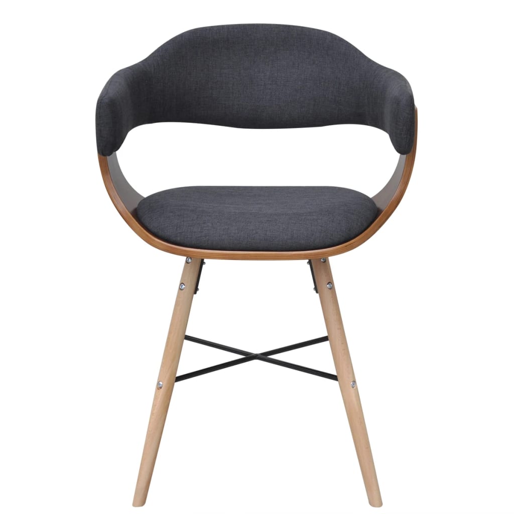 Dining Chairs 4 pcs Dark Grey Bent Wood and Fabric