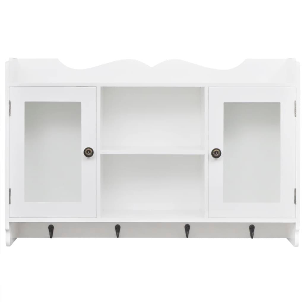 Wall Cabinet Display Shelf Book/DVD/Glass Storage White MDF