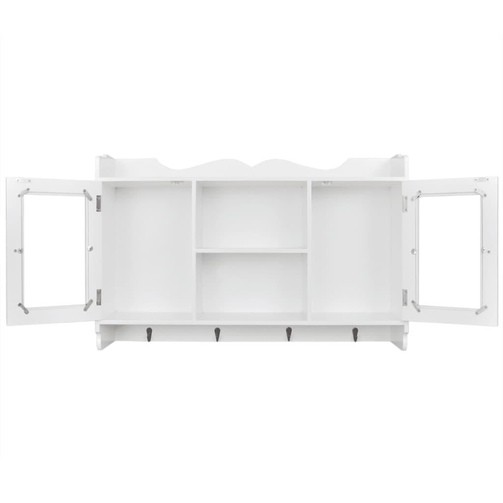 Wall Cabinet Display Shelf Book/DVD/Glass Storage White MDF