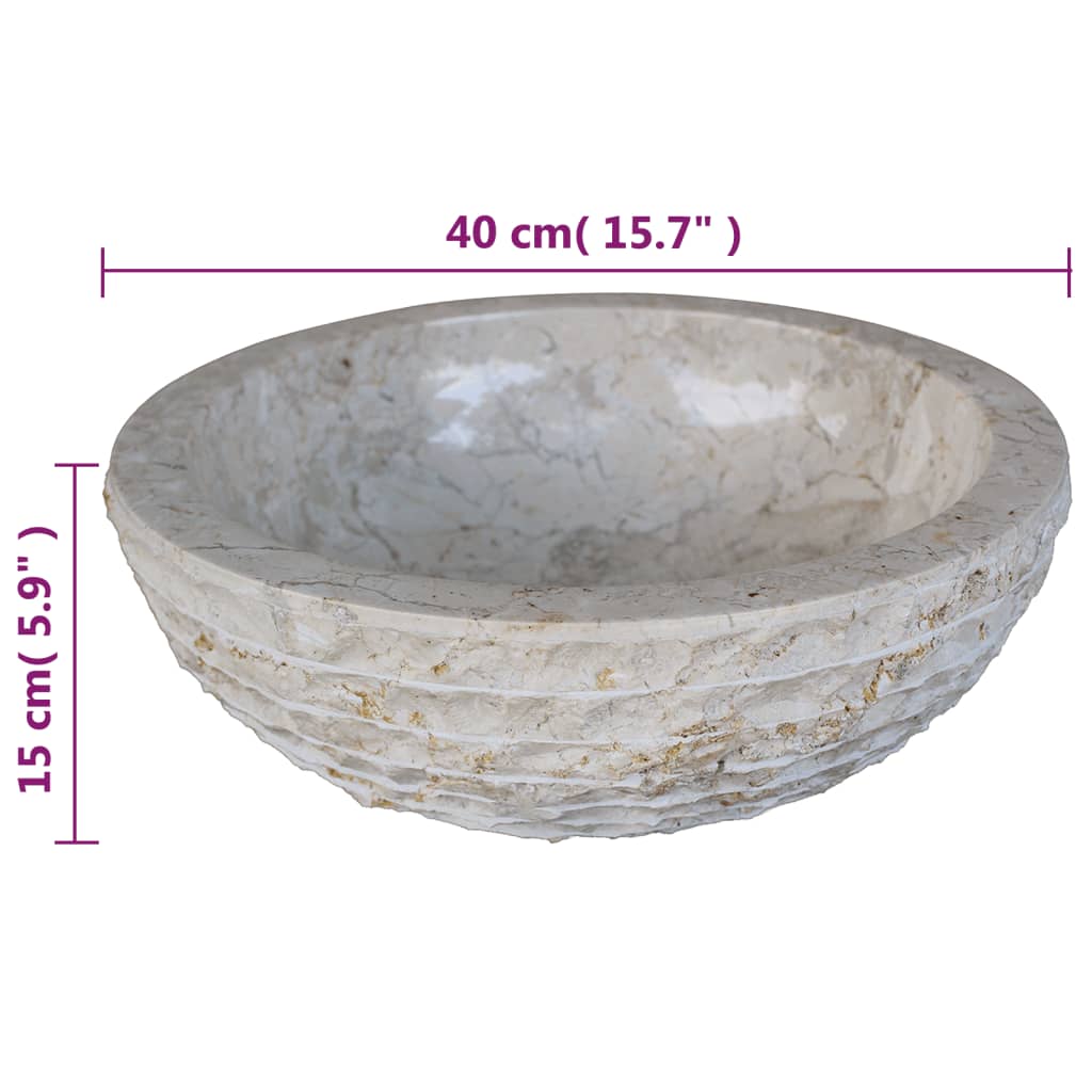 Basin Marble 40 cm Cream