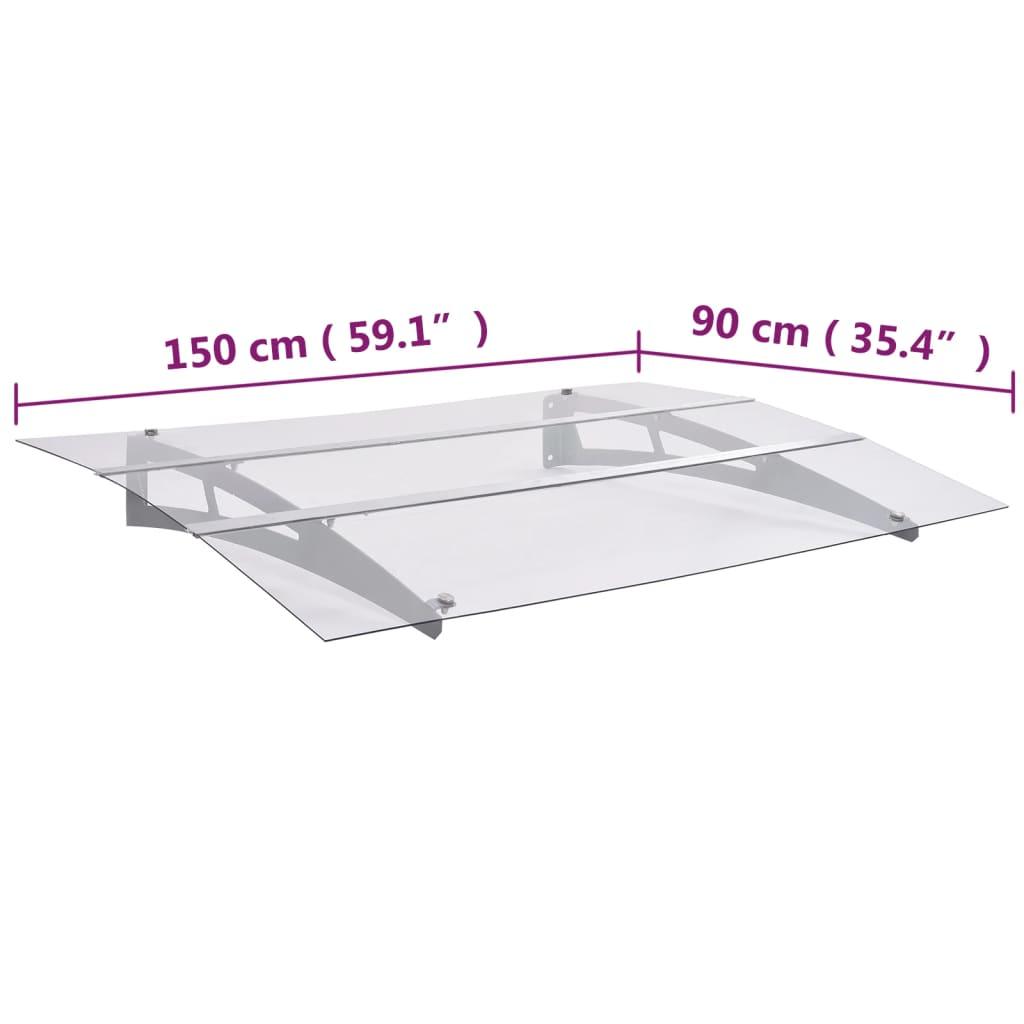 Door Canopy Silver and Transparent 150x90 cm PET