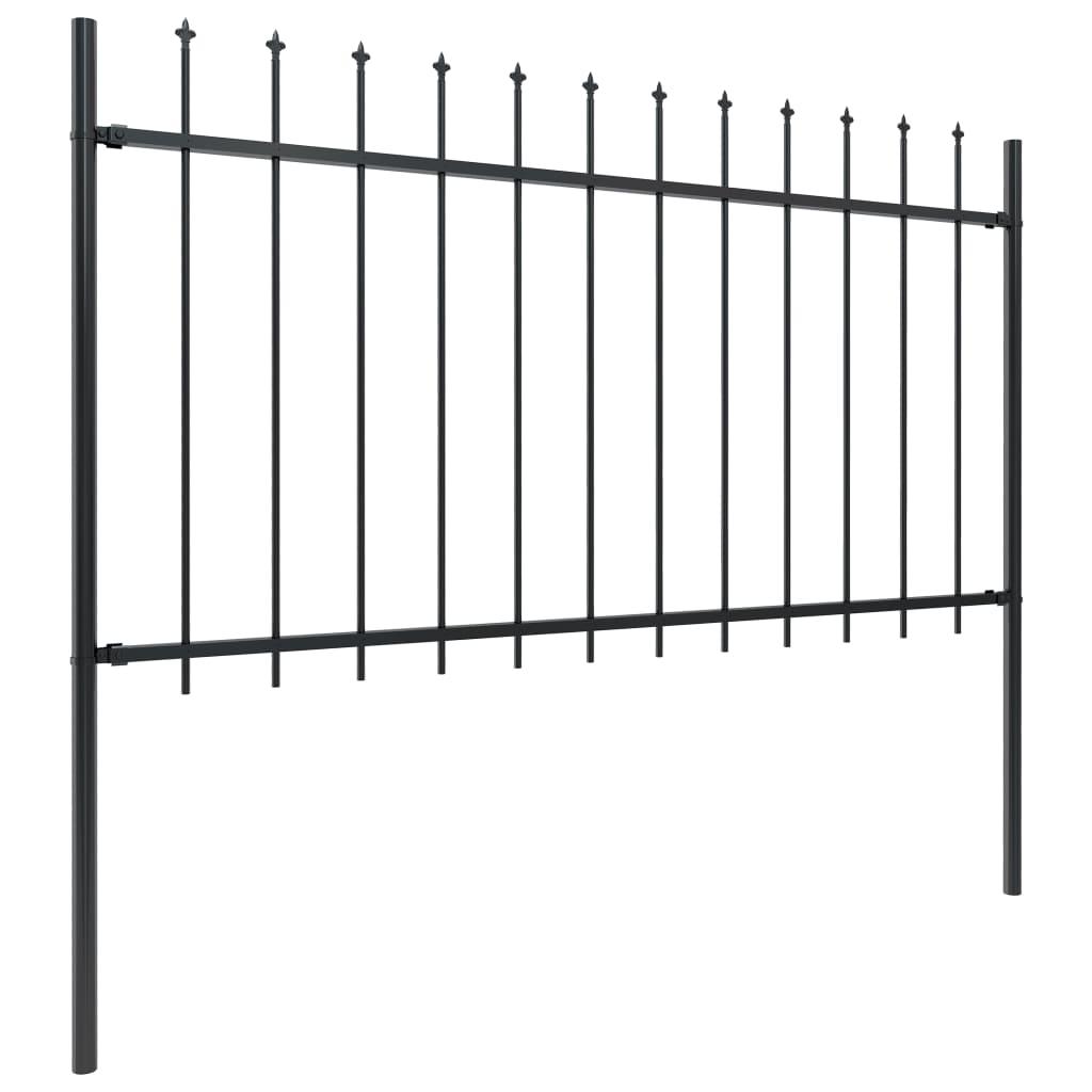 Garden Fence with Spear Top Steel 1.8 m Black