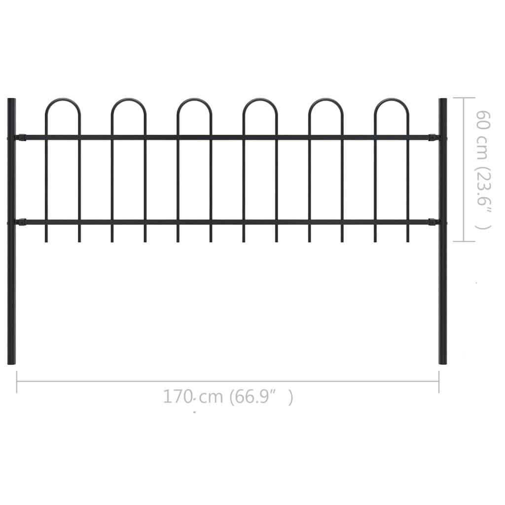 Garden Fence with Hoop Top Steel 1.8 m Black