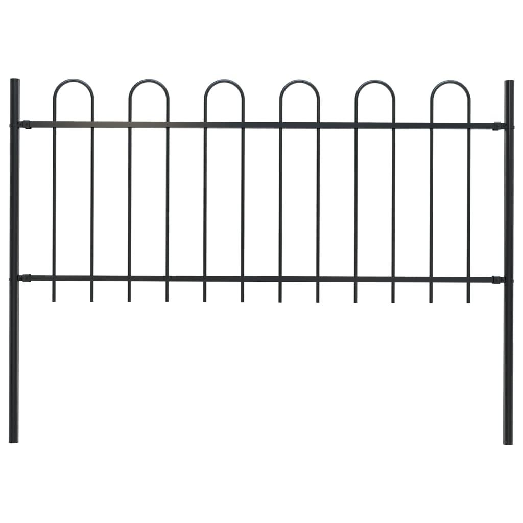 Garden Fence with Hoop Top Steel 1.8 m Black