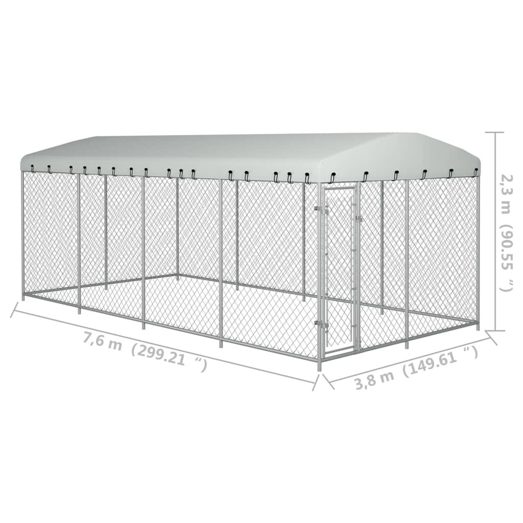Outdoor Dog Kennel with Roof 7.6x3.8x2.3 m