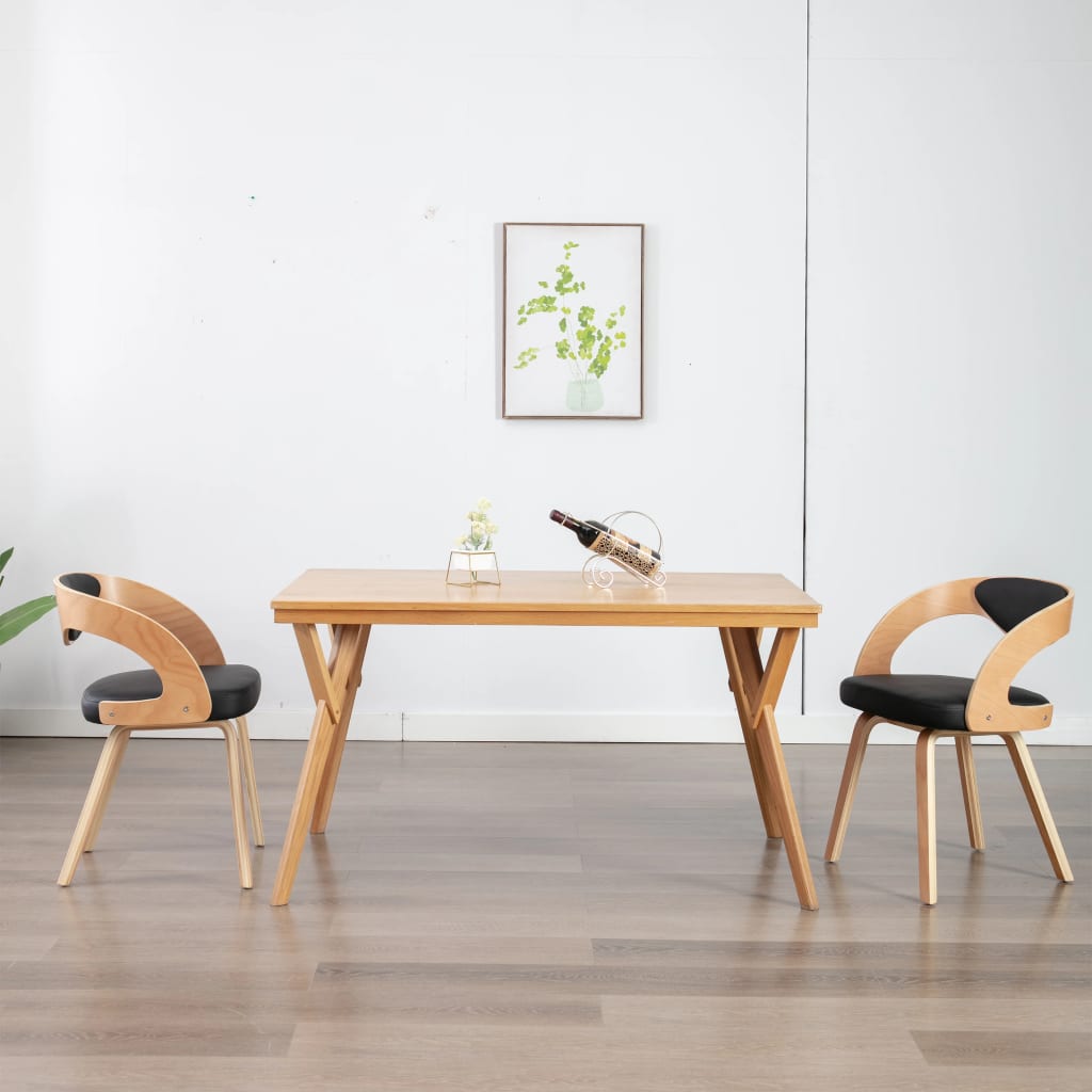 Dining Chairs 2 pcs Black Bent Wood and Faux Leather