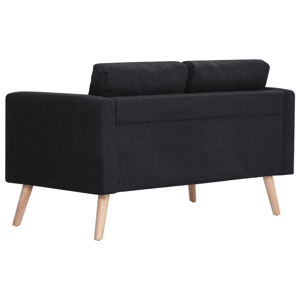 2 Piece Sofa Set Fabric Black