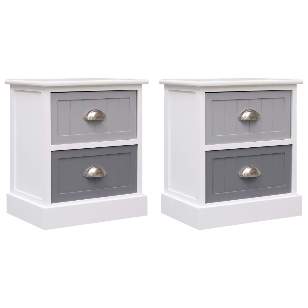 Nightstands 2 pcs Grey 38x28x45 cm Paulownia Wood