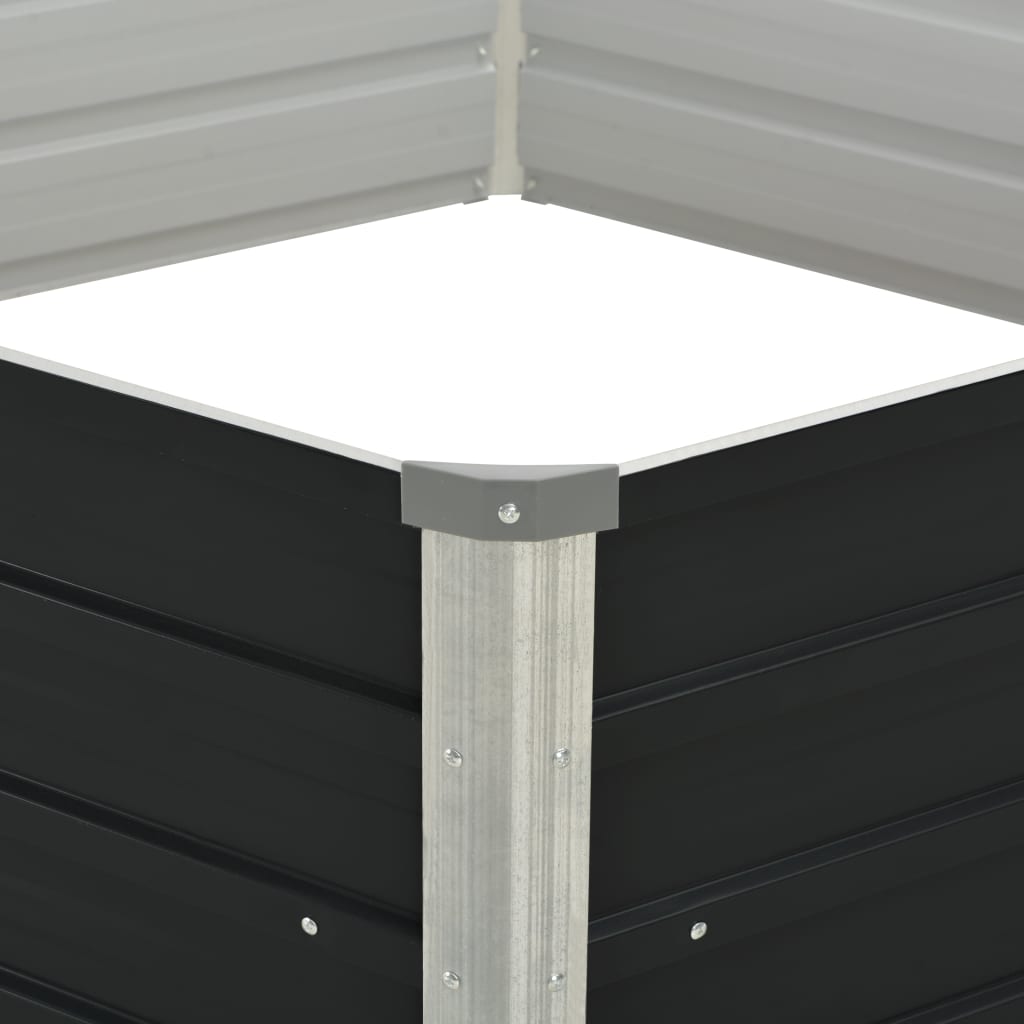 Raised Garden Bed Anthracite 129x129x45 cm Galvanised Steel