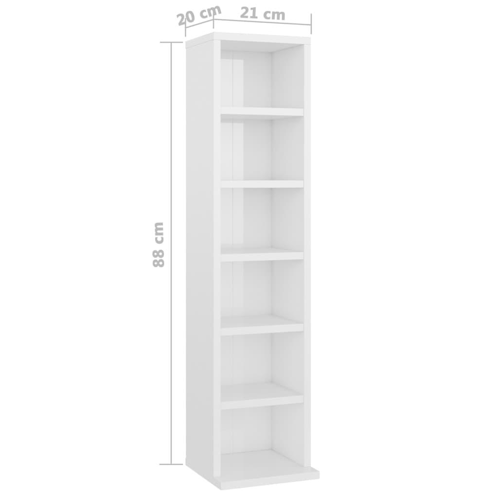 CD Cabinet High Gloss White 21x20x88 cm Engineered Wood