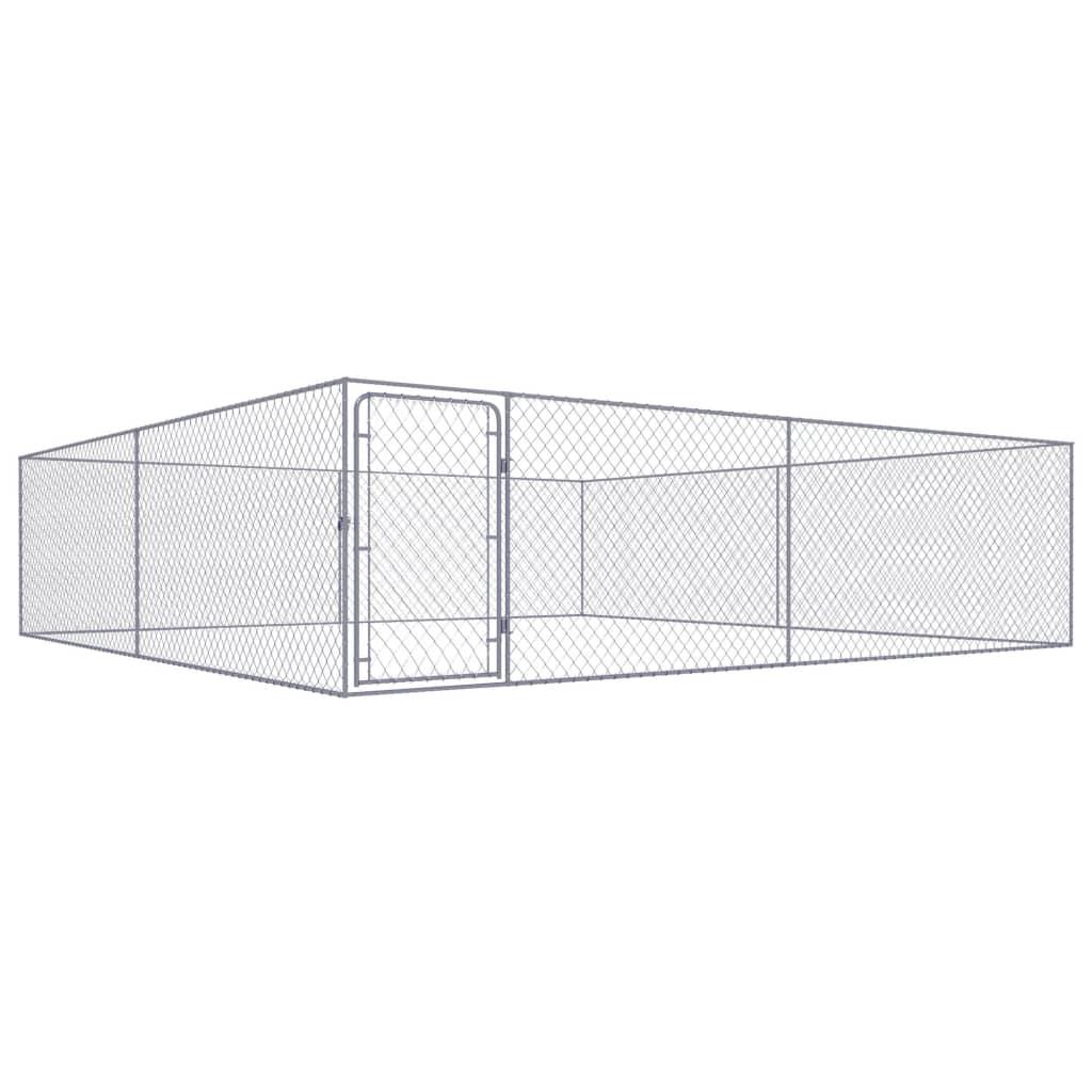 Outdoor Dog Kennel Galvanised Steel 4x4x1 m