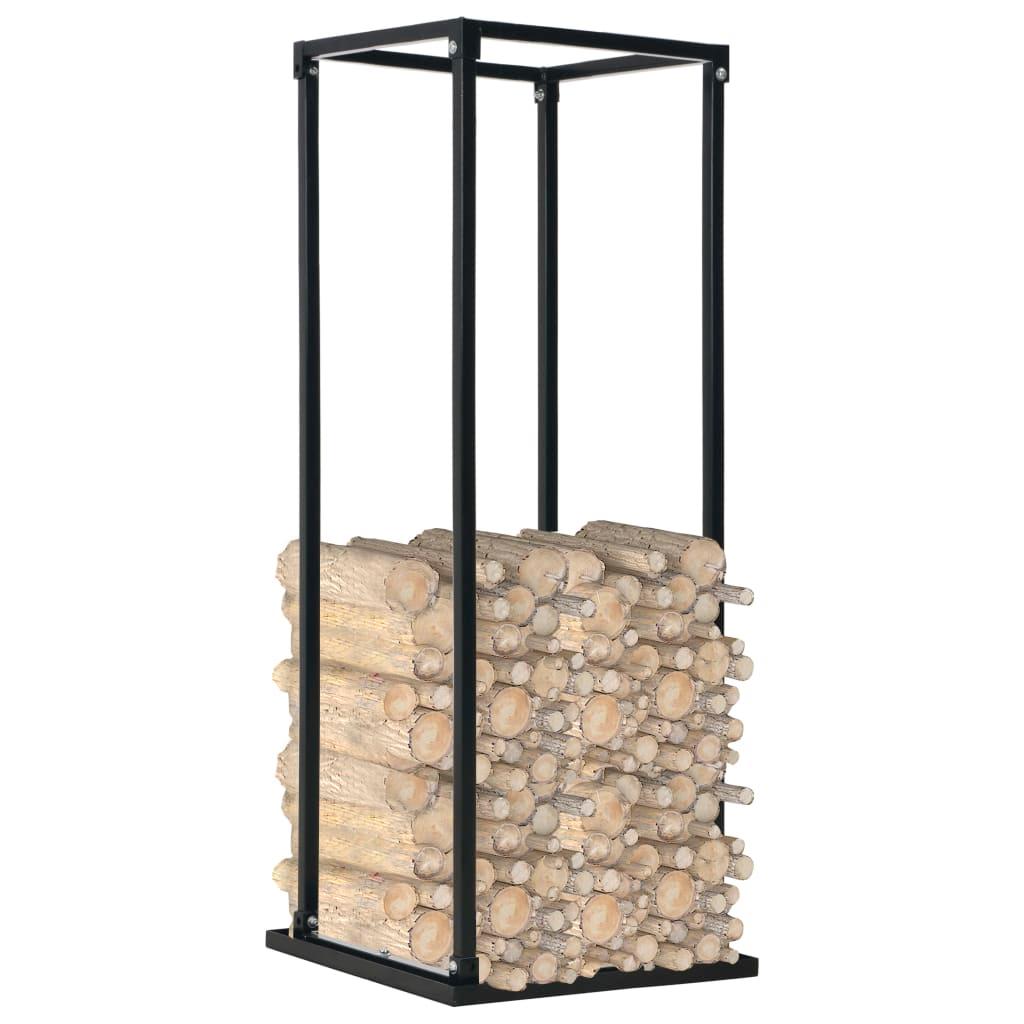 Firewood Rack with Base Black 37x37x113 cm Steel