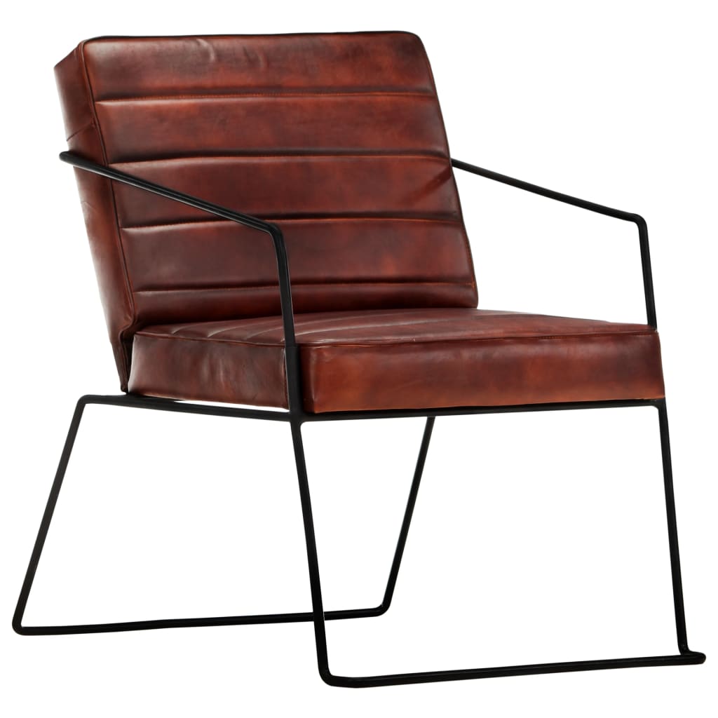 Armchair Dark Brown Real Leather
